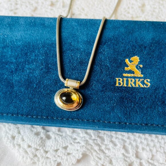 Birks 18K Sterling Citrine Omega Necklace - Picture 1 of 8
